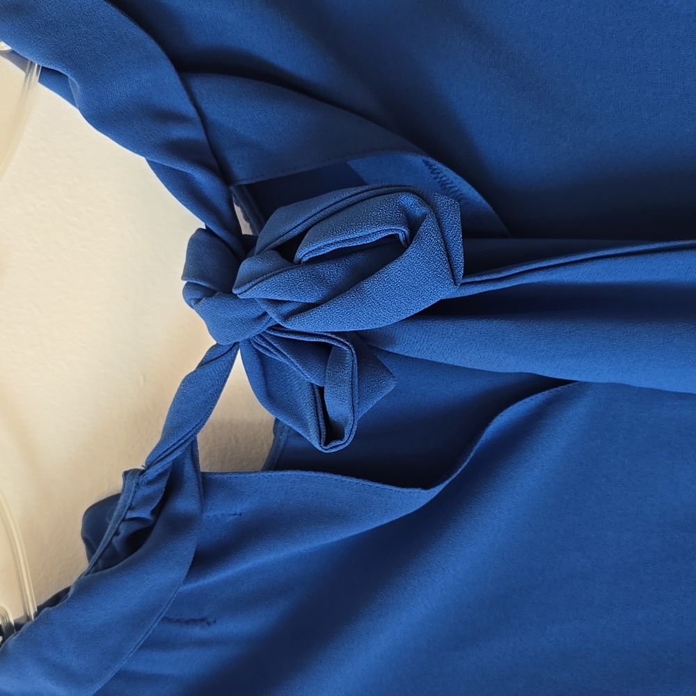 2/$10 Blue Sleeveless Eloise Ruffle Bow Top - Picture 5 of 8